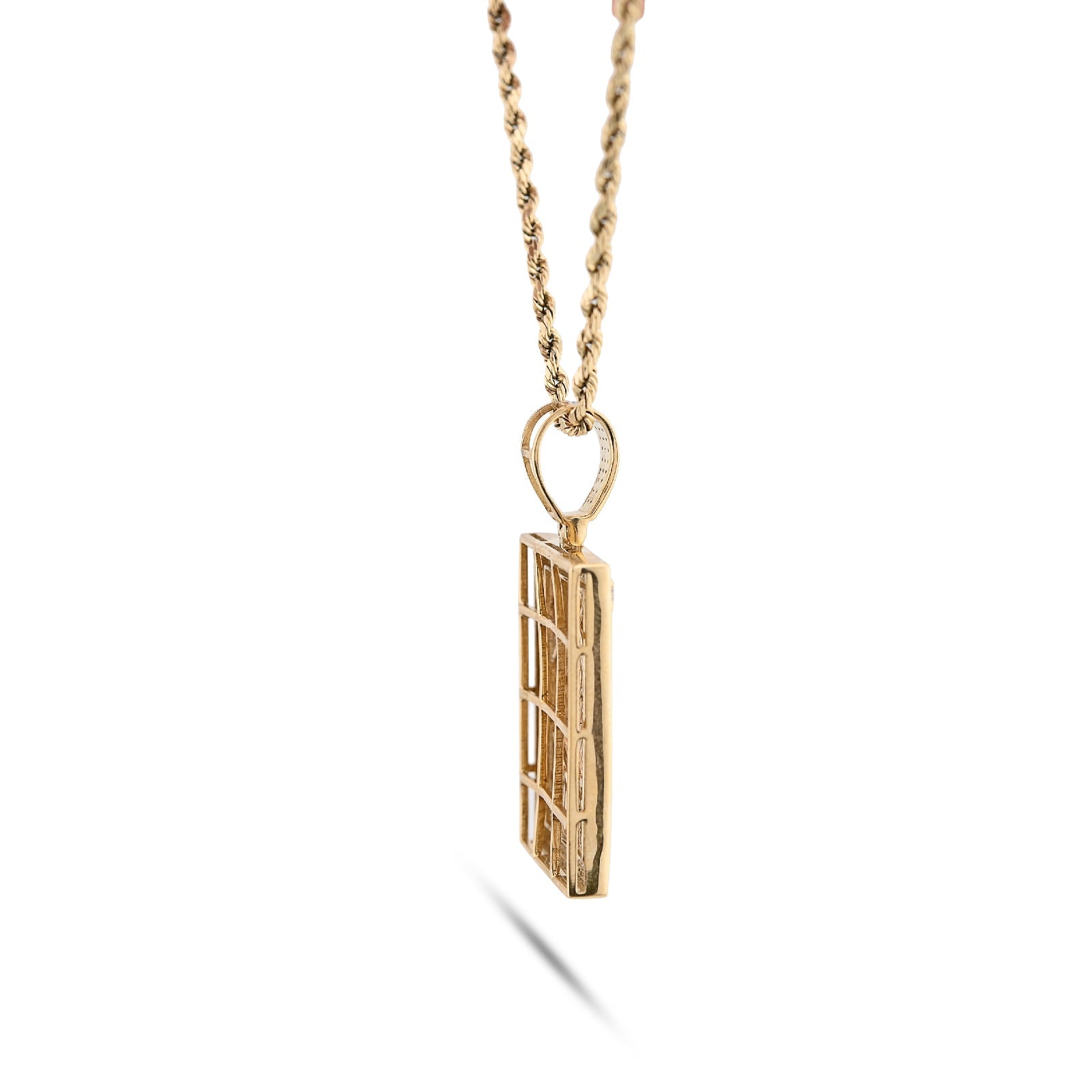 10K Yellow Gold 0.60CT Natural Diamond "King of Diamond" Rectangular Shape pendant 41.4MM - Elite Jewelers - Charms & Pendants