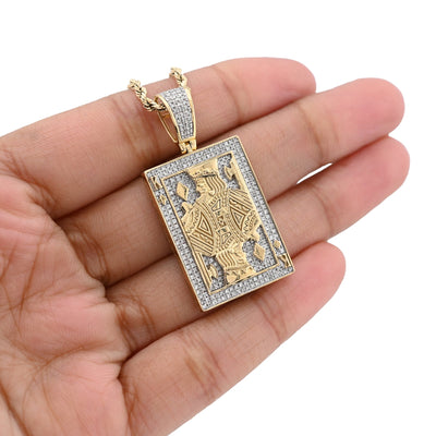 10K Yellow Gold 0.60CT Natural Diamond "King of Diamond" Rectangular Shape pendant 41.4MM - Elite Jewelers - Charms & Pendants