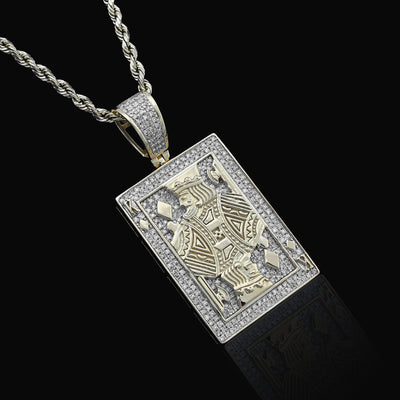 10K Yellow Gold 0.60CT Natural Diamond "King of Diamond" Rectangular Shape pendant 41.4MM - Elite Jewelers - Charms & Pendants