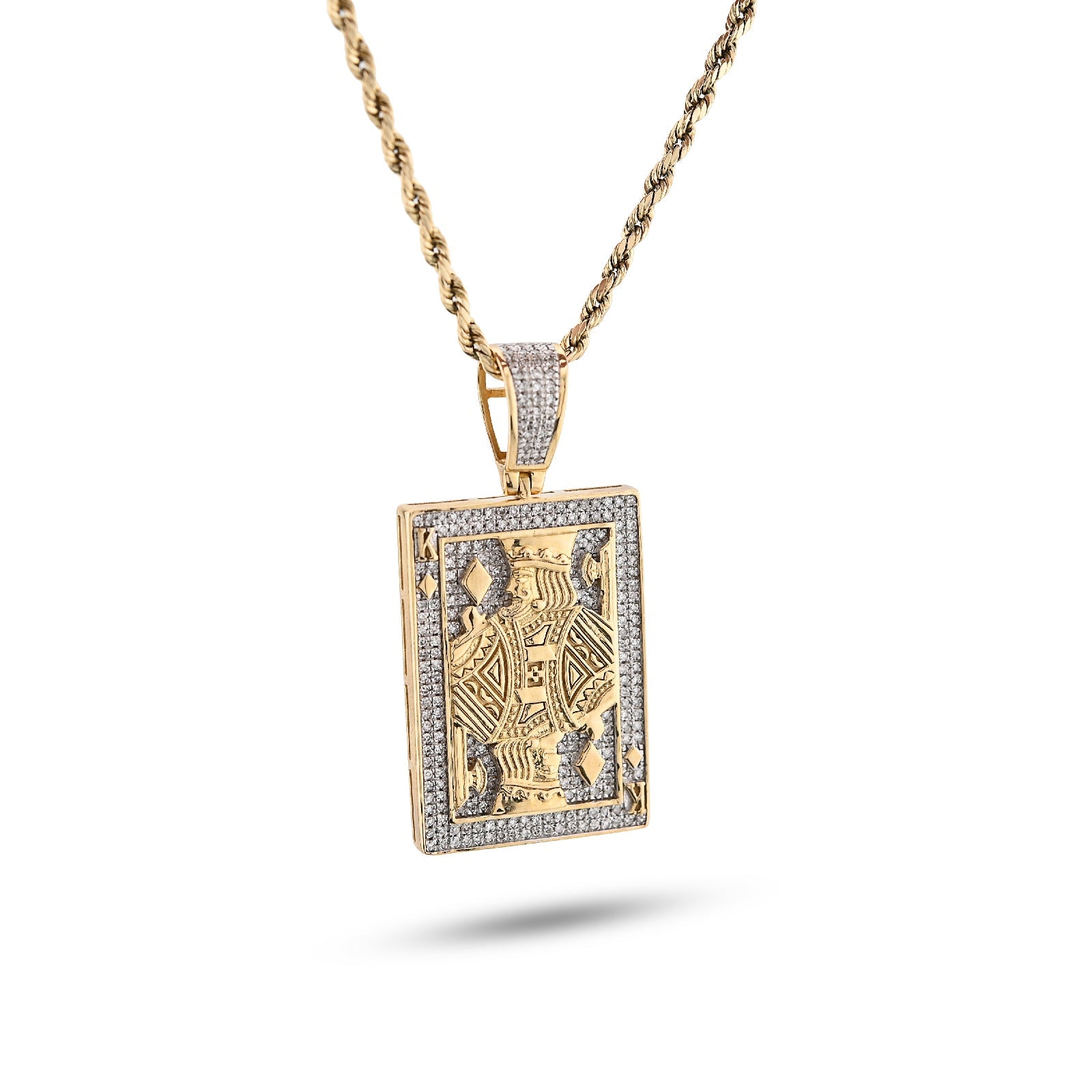 10K Yellow Gold 0.60CT Natural Diamond "King of Diamond" Rectangular Shape pendant 41.4MM - Elite Jewelers - Charms & Pendants