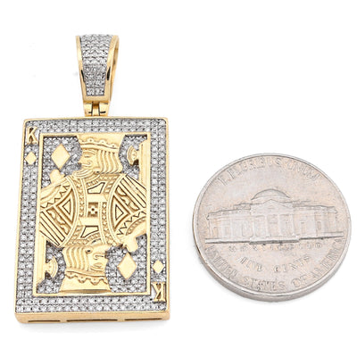 10K Yellow Gold 0.60CT Natural Diamond "King of Diamond" Rectangular Shape pendant 41.4MM - Elite Jewelers - Charms & Pendants