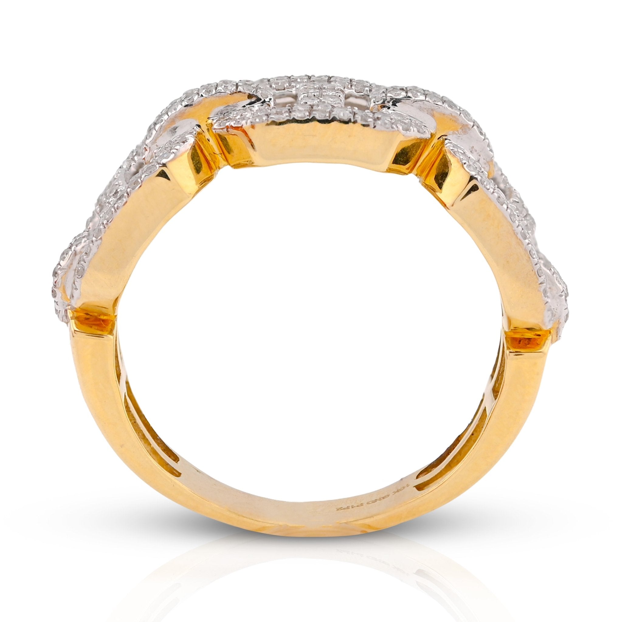 10K Yellow Gold 0.625CT Gucci Link Natural Diamond Men Ring - Elite Jewelers - Rings