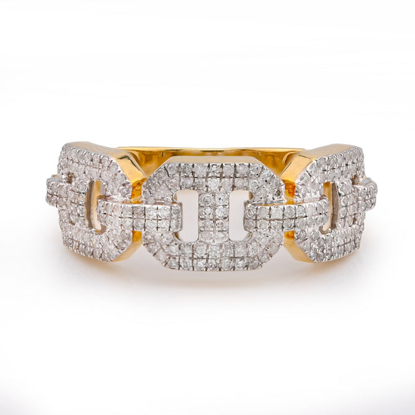 10K Yellow Gold 0.625CT Gucci Link Natural Diamond Men Ring - Elite Jewelers - Rings