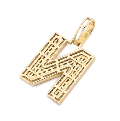 10k Yellow Gold 0.625CTW Round/Baguette Diamond Initial "N" Letter Pendant 2.5gm - Elite Jewelers - Charms & Pendants