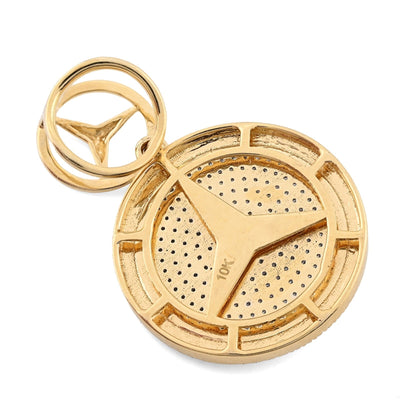 10k Yellow Gold 0.63CTW Pure Diamond ICED Mercedes Benz Logo Pendant 5.5g Charm - Elite Jewelers - Charms & Pendants