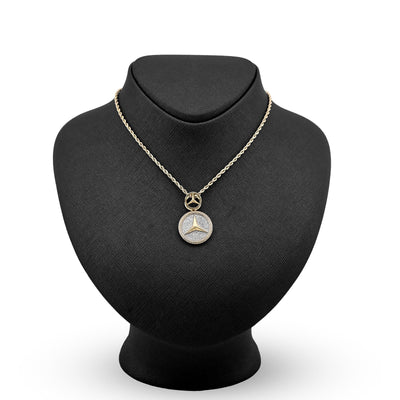 10k Yellow Gold 0.63CTW Pure Diamond ICED Mercedes Benz Logo Pendant 5.5g Charm - Elite Jewelers - Charms & Pendants
