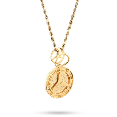 10k Yellow Gold 0.63CTW Pure Diamond ICED Mercedes Benz Logo Pendant 5.5g Charm - Elite Jewelers - Charms & Pendants