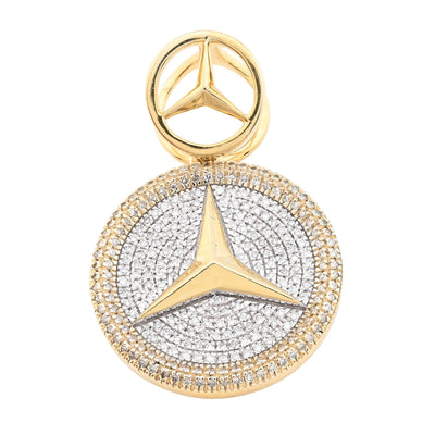 10k Yellow Gold 0.63CTW Pure Diamond ICED Mercedes Benz Logo Pendant 5.5g Charm - Elite Jewelers - Charms & Pendants