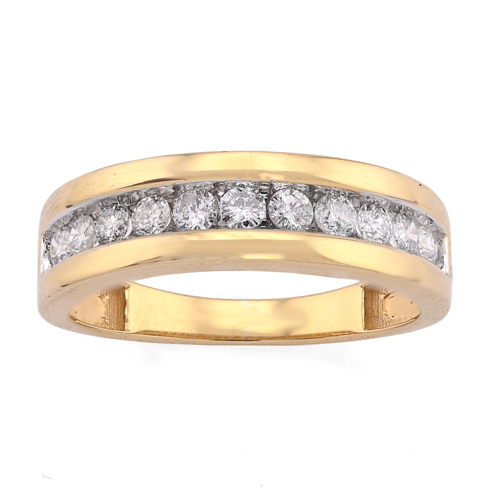 10K Yellow Gold 0.65CT Men Band Single Row Natural Diamond Ring - Elite Jewelers - Rings
