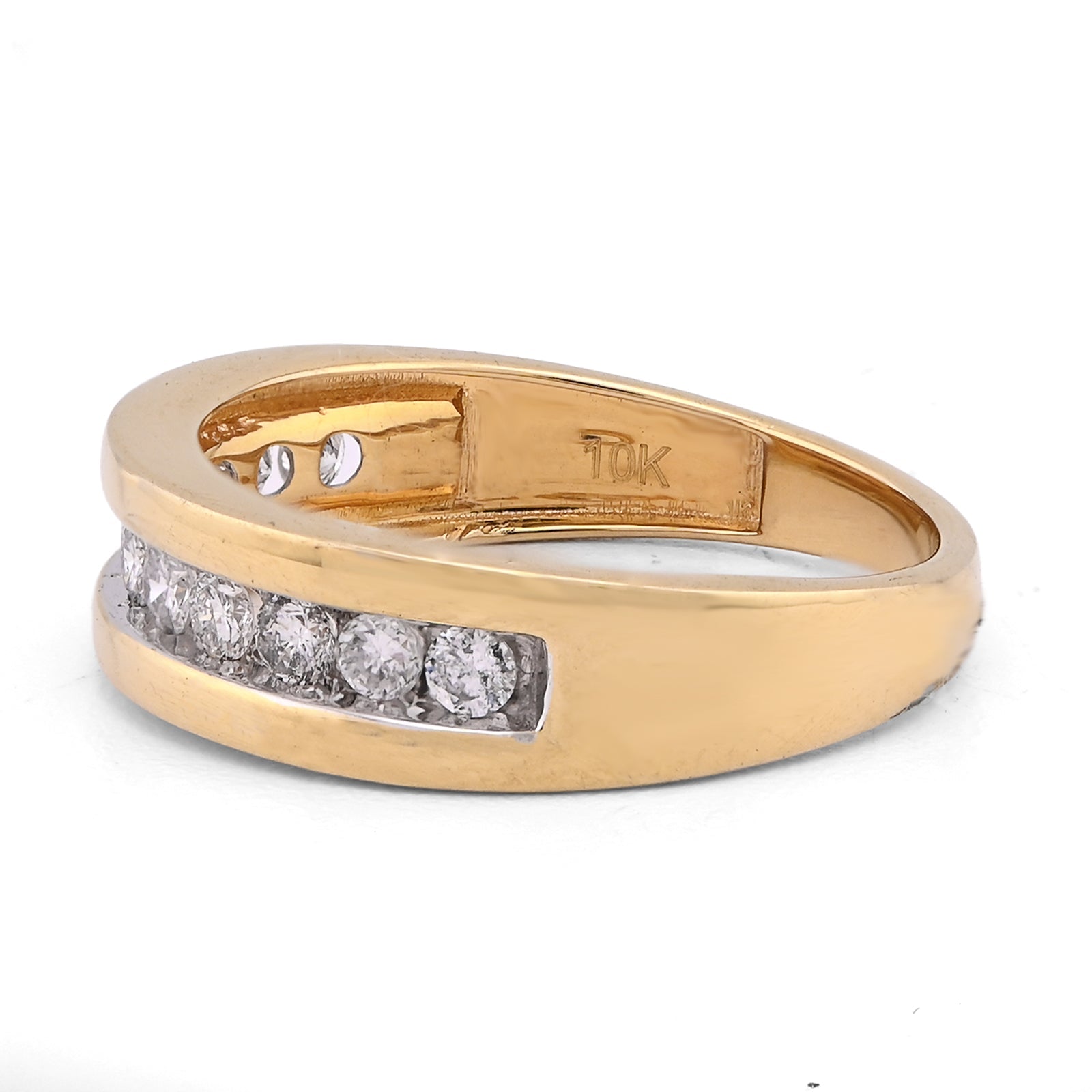 10K Yellow Gold 0.65CT Men Band Single Row Natural Diamond Ring - Elite Jewelers - Rings