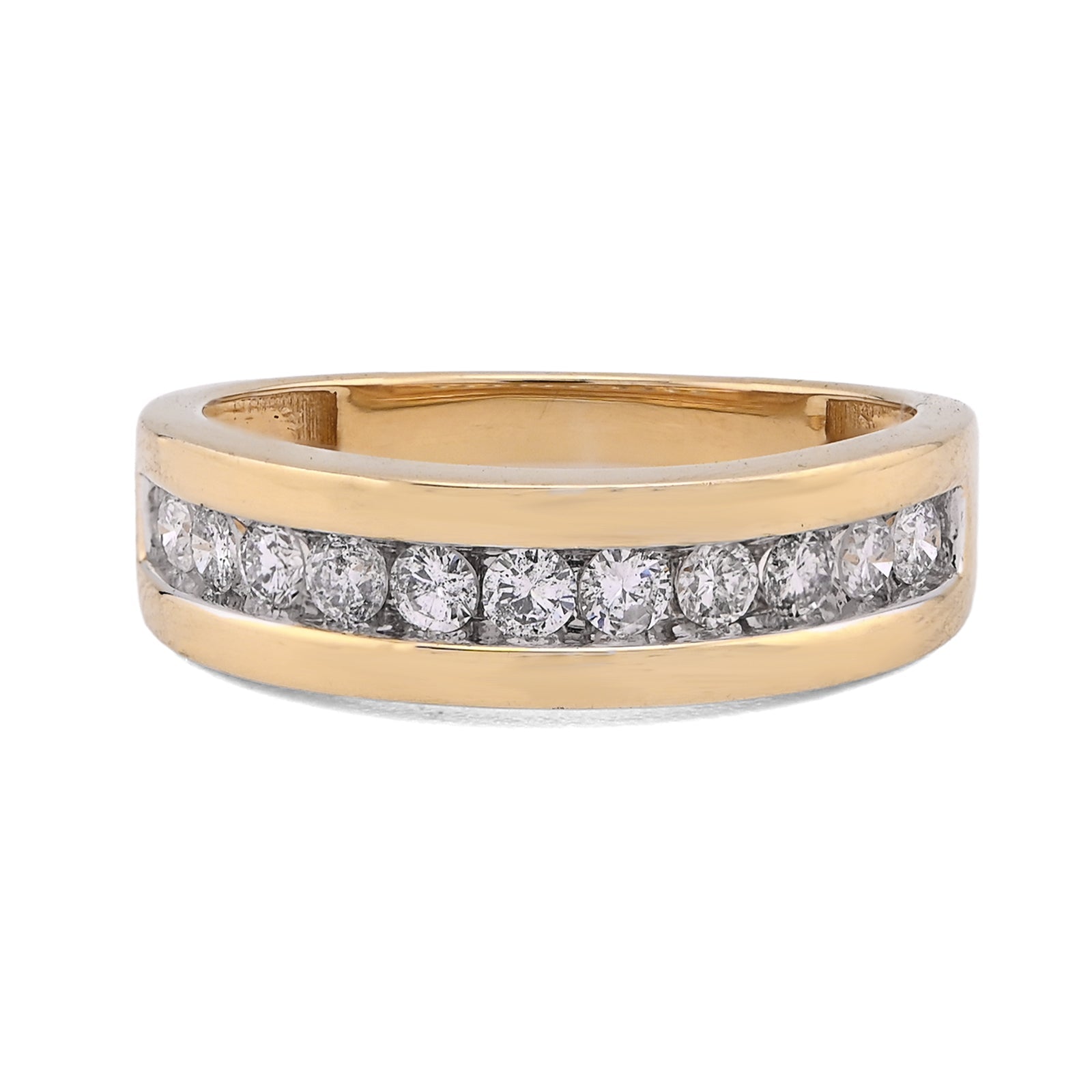 10K Yellow Gold 0.65CT Men Band Single Row Natural Diamond Ring - Elite Jewelers - Rings