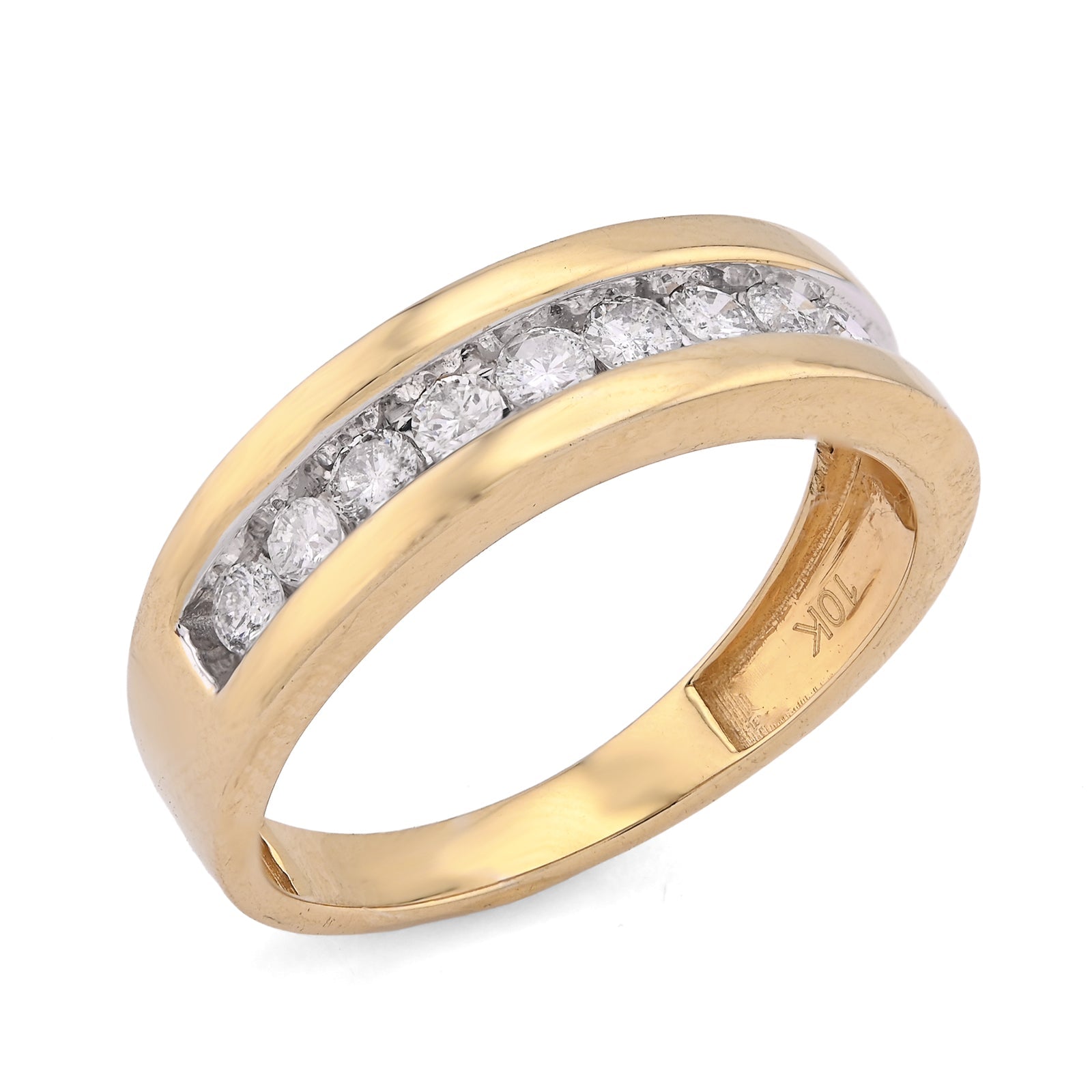 10K Yellow Gold 0.65CT Men Band Single Row Natural Diamond Ring - Elite Jewelers - Rings