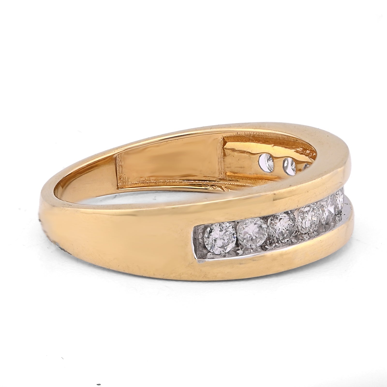 10K Yellow Gold 0.65CT Men Band Single Row Natural Diamond Ring - Elite Jewelers - Rings