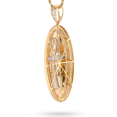 10K Yellow Gold 0.65CT Natural Diamond Oval Ankh Cross Pendant Men Women Religious Charm - Elite Jewelers - Charms & Pendants