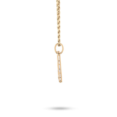 10k Yellow Gold 0.65CTW Natural Pave - Set Diamond Dog Tag Pendant 4.1g Mens Charm - Elite Jewelers - Charms & Pendants