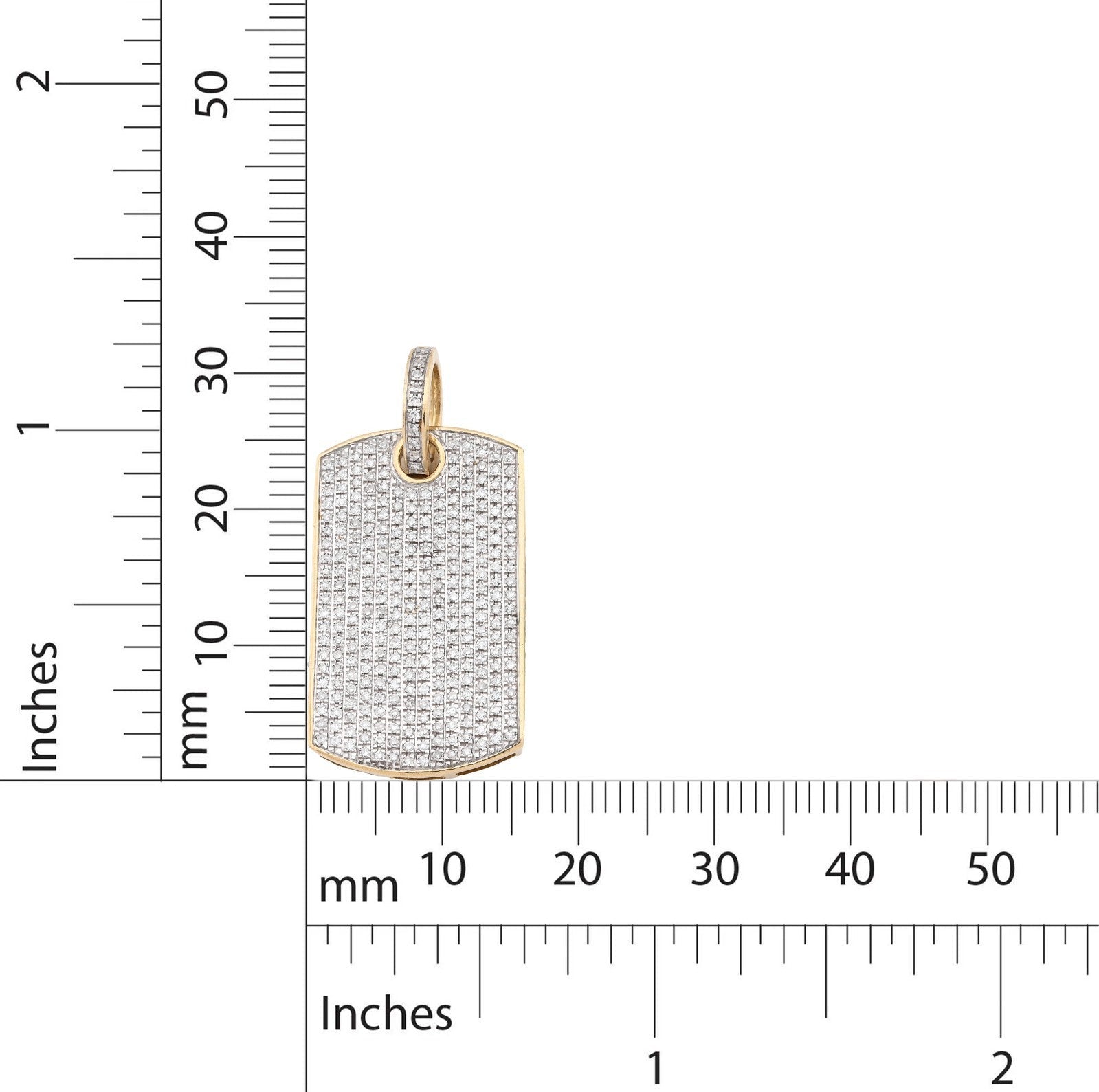 10k Yellow Gold 0.65CTW Natural Pave - Set Diamond Dog Tag Pendant 4.1g Mens Charm - Elite Jewelers - Charms & Pendants