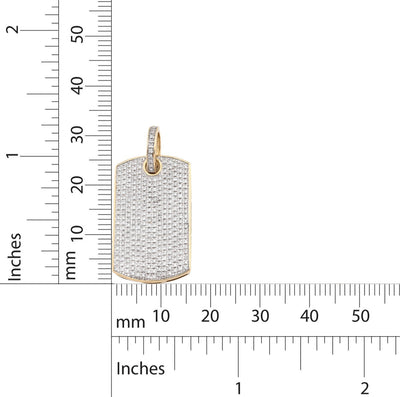 10k Yellow Gold 0.65CTW Natural Pave - Set Diamond Dog Tag Pendant 4.1g Mens Charm - Elite Jewelers - Charms & Pendants