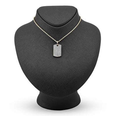 10k Yellow Gold 0.65CTW Natural Pave - Set Diamond Dog Tag Pendant 4.1g Mens Charm - Elite Jewelers - Charms & Pendants