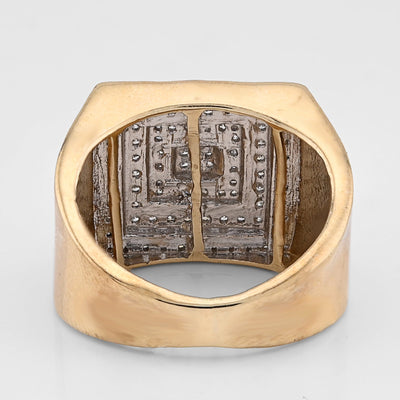10K Yellow Gold 0.69CT Natural Diamond Multi Level Square Shape Men Pinky Ring - Elite Jewelers - Rings