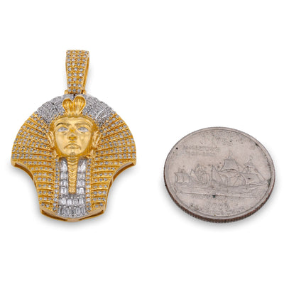 10K Yellow Gold 0.70CT Egyptian Mummy Pharoh Natural Diamond Pendant Men Charm - Elite Jewelers-Charms & Pendants