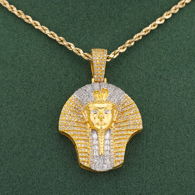 10K Yellow Gold 0.70CT Egyptian Mummy Pharoh Natural Diamond Pendant Men Charm - Elite Jewelers-Charms & Pendants