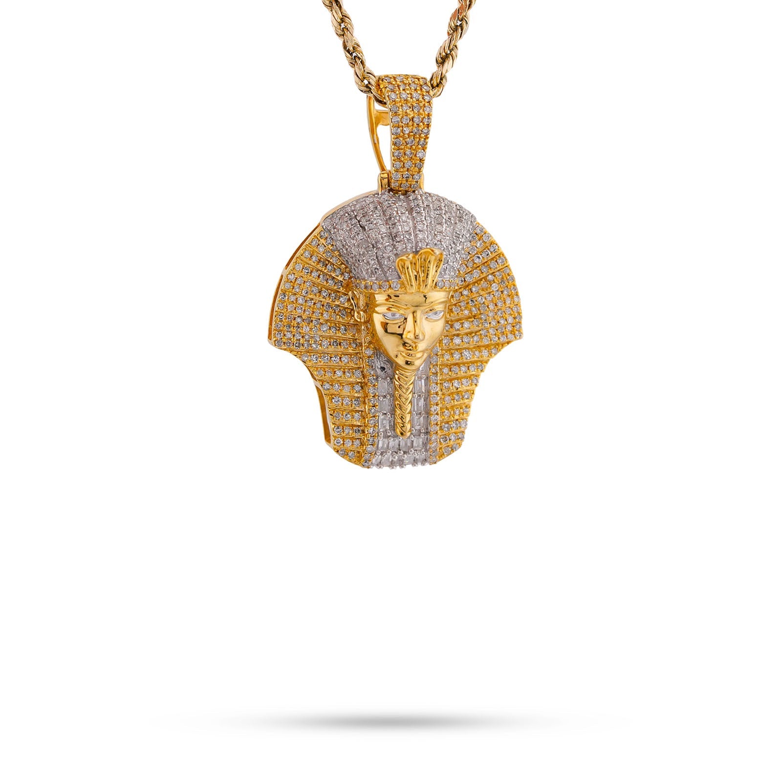 10K Yellow Gold 0.70CT Egyptian Mummy Pharoh Natural Diamond Pendant Men Charm - Elite Jewelers-Charms & Pendants