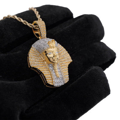 10K Yellow Gold 0.70CT Egyptian Mummy Pharoh Natural Diamond Pendant Men Charm - Elite Jewelers-Charms & Pendants