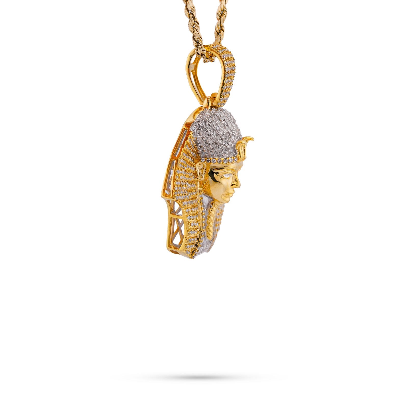 10K Yellow Gold 0.70CT Egyptian Mummy Pharoh Natural Diamond Pendant Men Charm - Elite Jewelers-Charms & Pendants