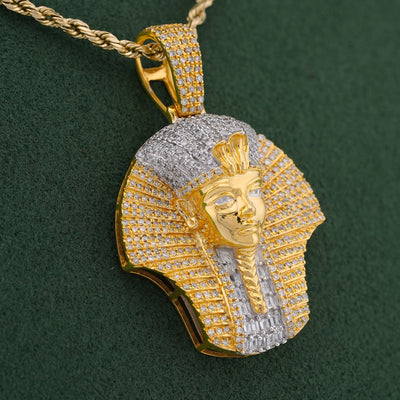 10K Yellow Gold 0.70CT Egyptian Mummy Pharoh Natural Diamond Pendant Men Charm - Elite Jewelers-Charms & Pendants