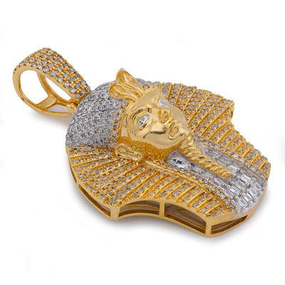 10K Yellow Gold 0.70CT Egyptian Mummy Pharoh Natural Diamond Pendant Men Charm - Elite Jewelers-Charms & Pendants