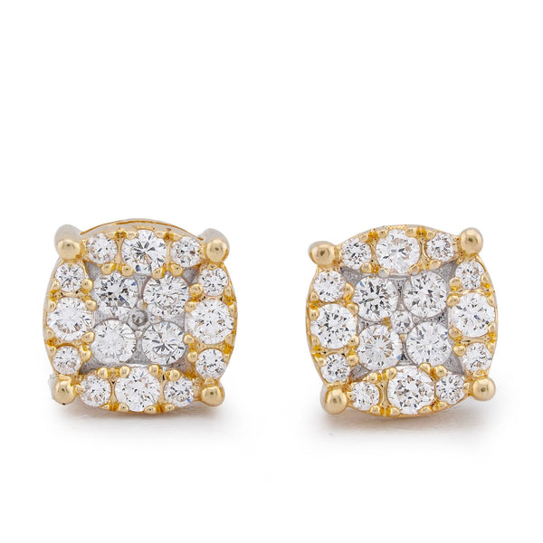 10K Yellow Gold 0.70CT Flower Cluster Lab Diamond Men Women Ring - Elite Jewelers-Earrings