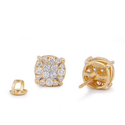 10K Yellow Gold 0.70CT Flower Cluster Lab Diamond Men Women Ring - Elite Jewelers-Earrings