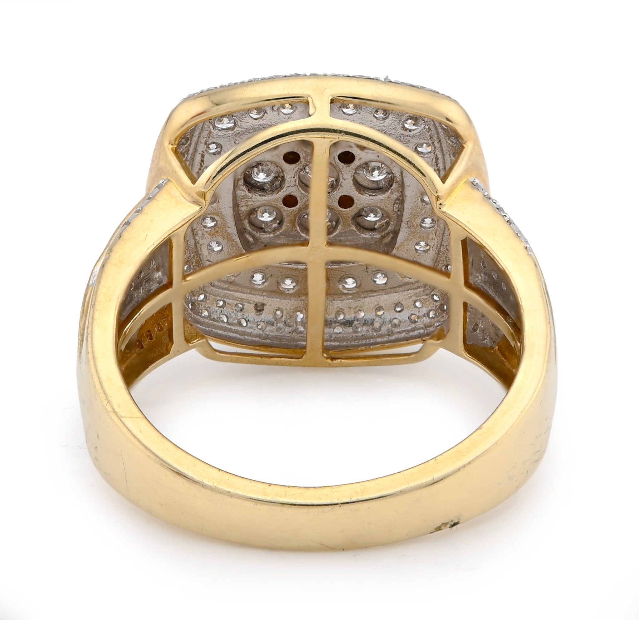 10K Yellow Gold 0.75CT 3 Layer Square Shape Natural Diamond Men Pinky Ring - Elite Jewelers - Rings