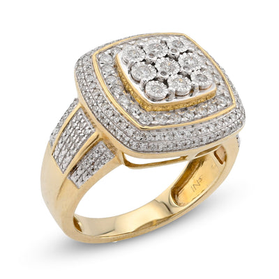 10K Yellow Gold 0.75CT 3 Layer Square Shape Natural Diamond Men Pinky Ring - Elite Jewelers - Rings