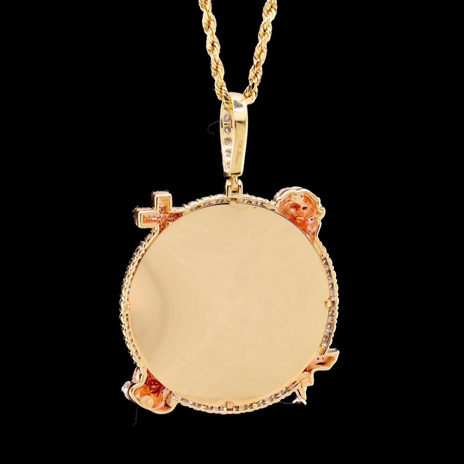 10k Yellow Gold 0.75CT Diamond Picture Charm Jesus, Cross, Praying Hands & Angel - Elite Jewelers - Charms & Pendants