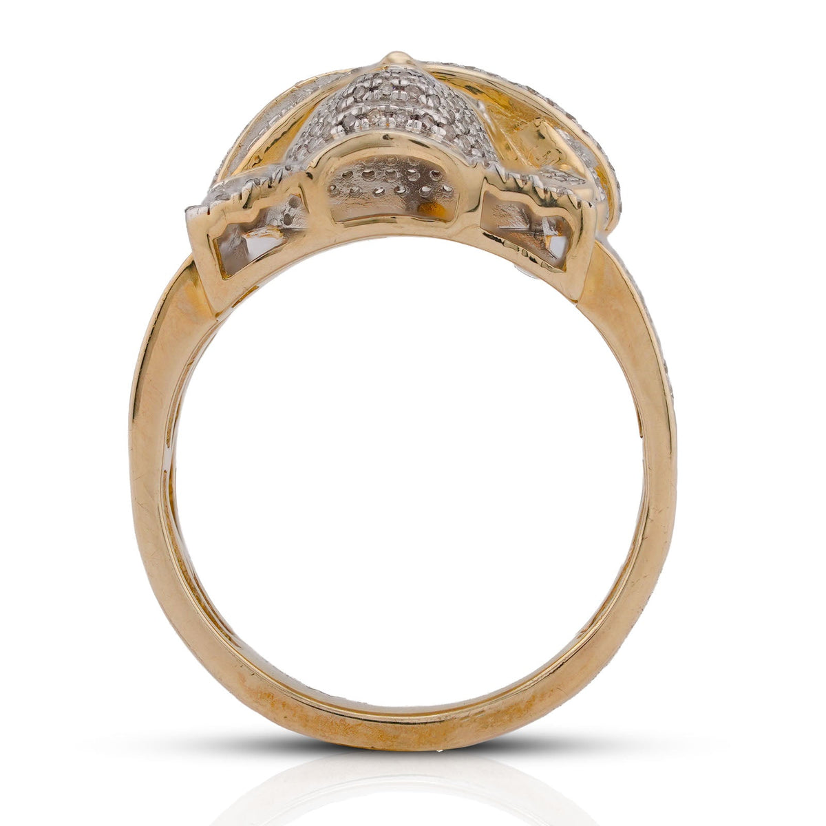 10K Yellow Gold 0.75CT Jesus Head Natural Diamond Men Pinky Ring - Elite Jewelers-Rings