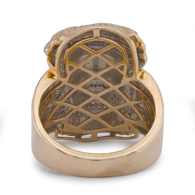 10K Yellow Gold 0.75CT Jesus Head Natural Diamond Men Pinky Ring - Elite Jewelers-Rings