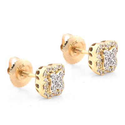 10K Yellow Gold 0.75CT Natural Diamond 1.6g Flower Men Women Earring Studs - Elite Jewelers - Earrings