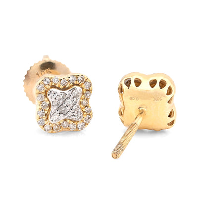 10K Yellow Gold 0.75CT Natural Diamond 1.6g Flower Men Women Earring Studs - Elite Jewelers - Earrings