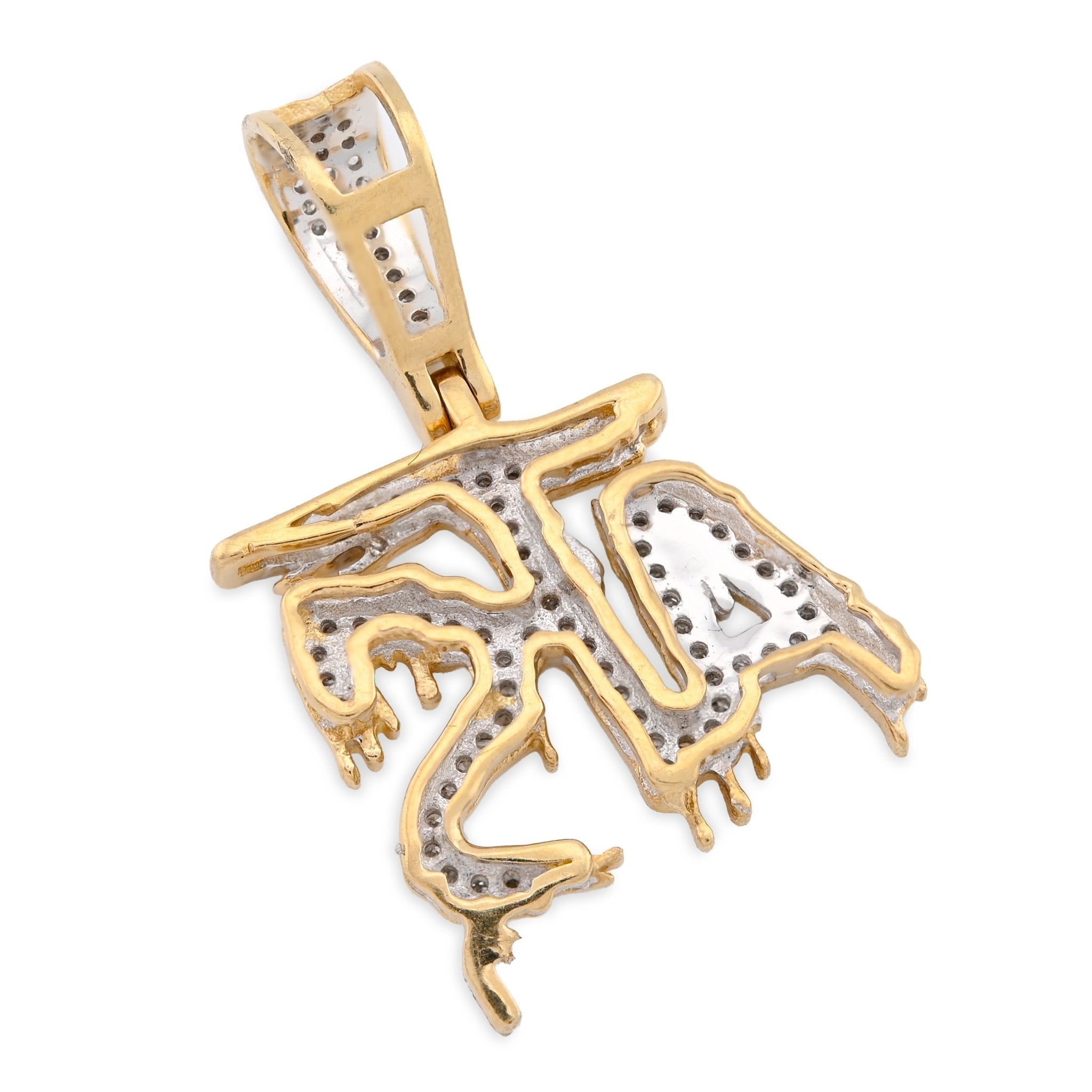 10K Yellow Gold 0.75CT Natural Diamond "ATS" Letter Pendant Men Women Charm - Elite Jewelers - Charms & Pendants