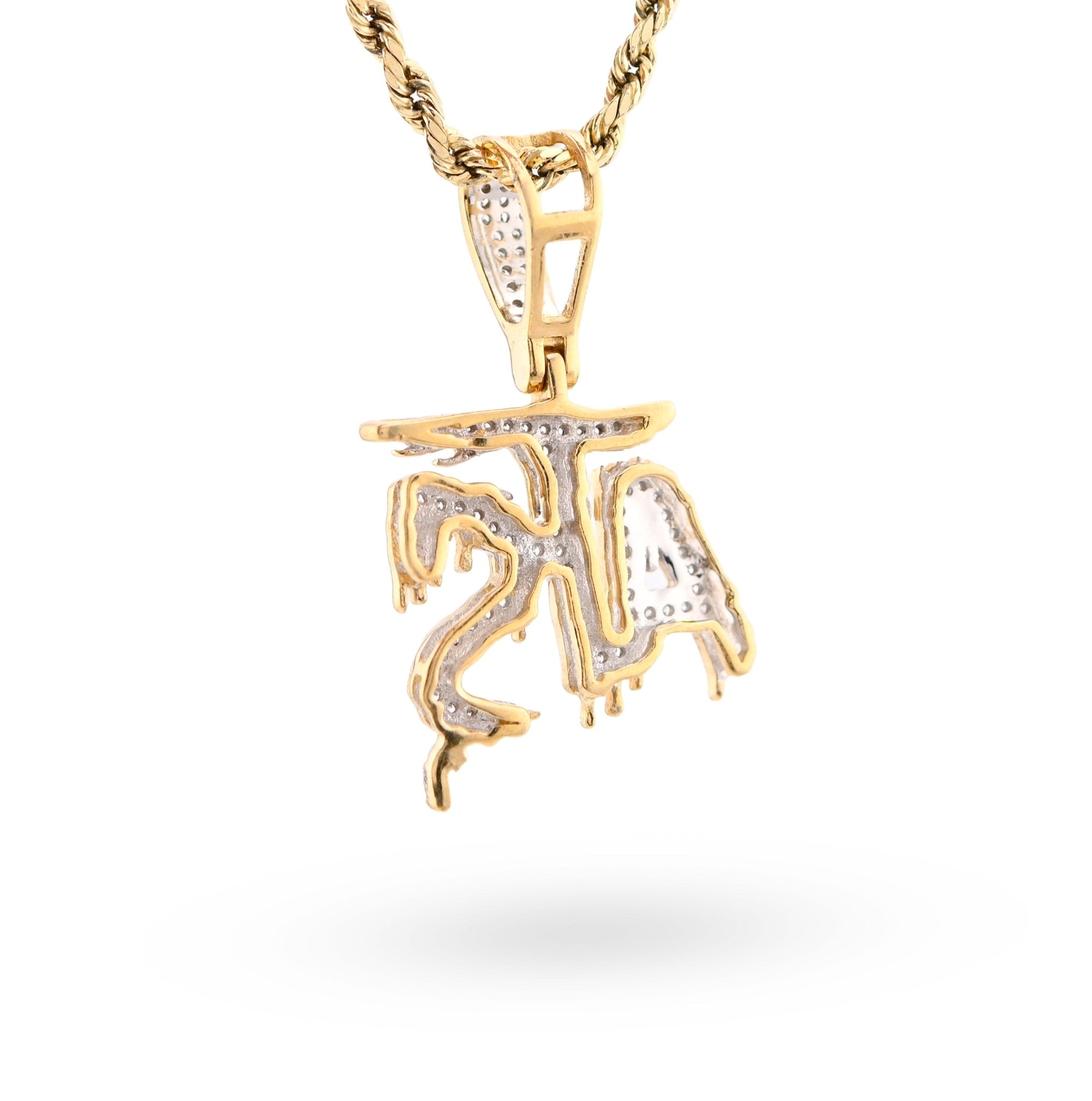 10K Yellow Gold 0.75CT Natural Diamond "ATS" Letter Pendant Men Women Charm - Elite Jewelers - Charms & Pendants