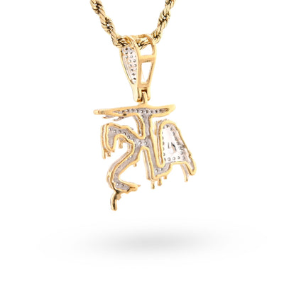 10K Yellow Gold 0.75CT Natural Diamond "ATS" Letter Pendant Men Women Charm - Elite Jewelers - Charms & Pendants