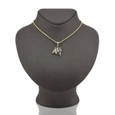 10K Yellow Gold 0.75CT Natural Diamond "ATS" Letter Pendant Men Women Charm - Elite Jewelers - Charms & Pendants