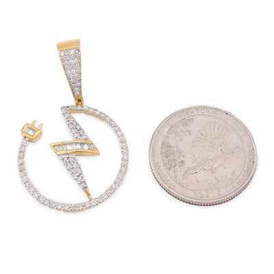 10K Yellow Gold 0.75CT Natural Diamond "Electric Plug" Shock sign Men Women 1.58" Pendant - Elite Jewelers - Charms & Pendants