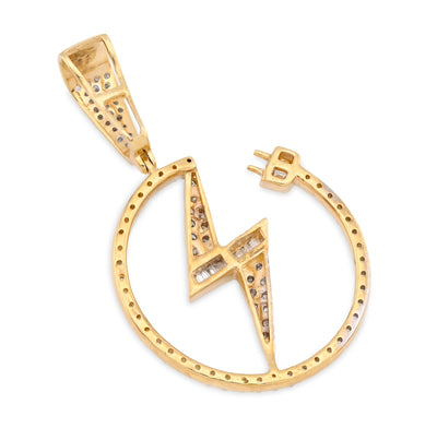 10K Yellow Gold 0.75CT Natural Diamond "Electric Plug" Shock sign Men Women 1.58" Pendant - Elite Jewelers - Charms & Pendants