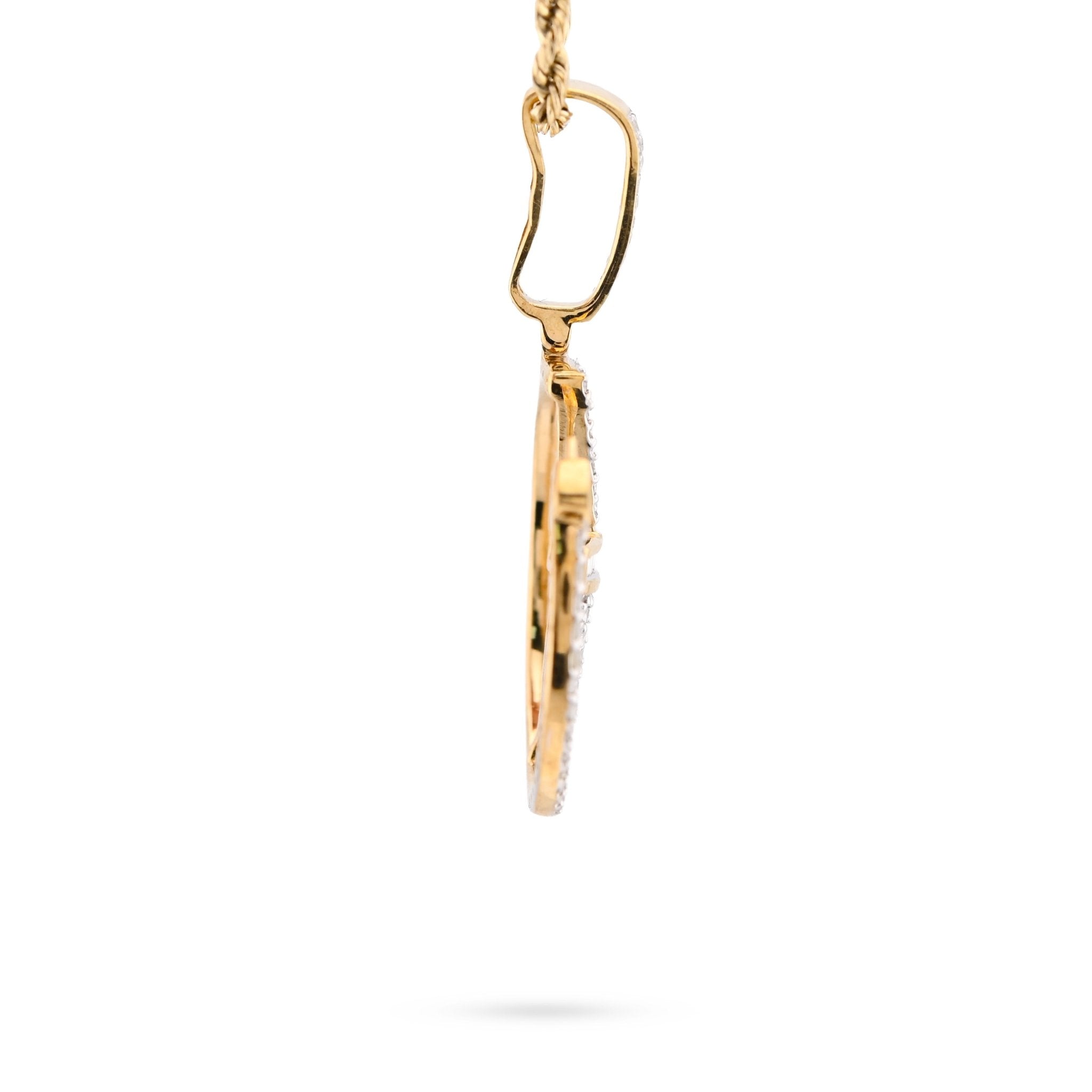 10K Yellow Gold 0.75CT Natural Diamond "Electric Plug" Shock sign Men Women 1.58" Pendant - Elite Jewelers - Charms & Pendants