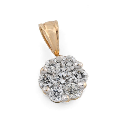 10k Yellow Gold 0.75CT Natural Diamond Flower Cluster Pendant Box Chain Set 2.4g - Elite Jewelers - Charms & Pendants