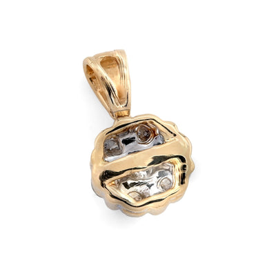 10k Yellow Gold 0.75CT Natural Diamond Flower Cluster Pendant Box Chain Set 2.4g - Elite Jewelers - Charms & Pendants