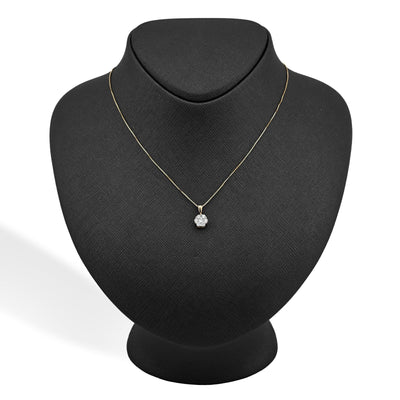 10k Yellow Gold 0.75CT Natural Diamond Flower Cluster Pendant Box Chain Set 2.4g - Elite Jewelers - Charms & Pendants