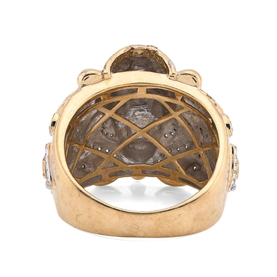 10K Yellow Gold 0.75CT Natural Diamond Roaring Lion Head Men Pinky Ring - Elite Jewelers - Rings